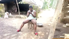 While Sitting At My Grandma's Backyard Chatting With My Boyfriend To Come Me Not Knowing I Was Sitting Naked One Of The Village Local Public Pussy Champion Was Watching My Local Pussy Then He Deceived And Fucked Me