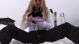 Eroberlin russian Anna Safina sexy ski pussy open public outdoor blond long hair
